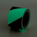 Top Tape And Label Safety Glow Photoluminescent Tape, Black Stripes, 2"W x 30'L Roll, GT230BK GT230BK